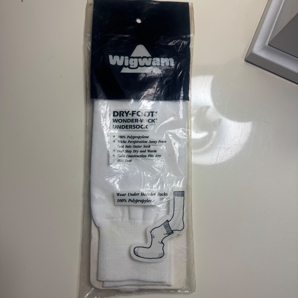 Wigwam Dry-Foot Wonder-Wick Undersock White Polypropylene Liner Socks BK-105 USA